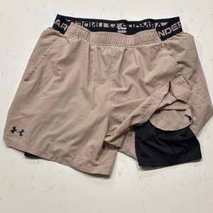 Under Armour Men's Beige and Black Athletic Shorts